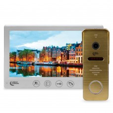 Комплект видеодомофона Light Vision: домофон 7" AMSTERDAM FHD White и видеопанель RIO FHD Gold